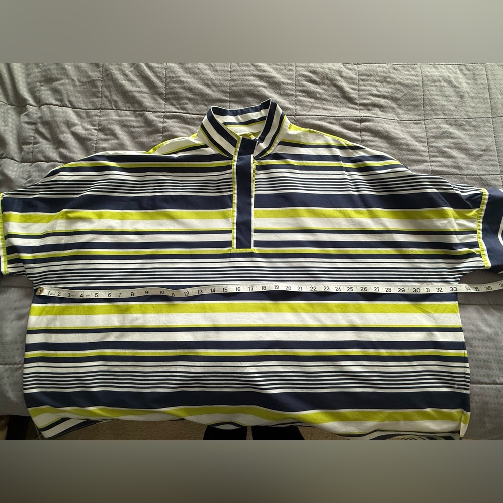 CARLA ROCKMORE navy/green/white cotton oversized blouse - Picture 7 of 9